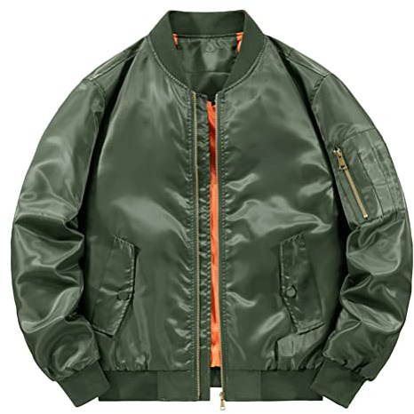 Oanviso Bomberjacke für Herren Baseball Jacke mit Stehkragen Warm Freizeit Übergangsjacke Einfarbig Jacke mit Reißverschluss Herbst Fliegerjacke Frühling Herrenmantel Langarm Outdoor