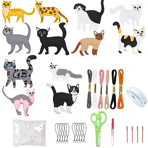 Allazone Nähset, DIY Filz Bastelset, Katze Filz Nähen Kits, DIY Nähset Tierformen Pädagogische und Anfänger