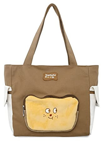 FANDARE Damen Handtasche Leinwand Henkeltasche Schultertasche Umhängetasche Frauen Schulterbeutel Shopper Tote Reise Schulterriemen Abendtasche Citytasche Multifunktionale Frauen Schultertasche Braun