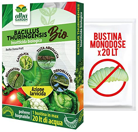 Albagarden - Bacillus Thuringiensis Kurstaki - Insetticida Piante Biologico - Contro le Larve di Parassiti e Insetti dell'orto e Giardino - Polvere Bagnabile x 10 gr