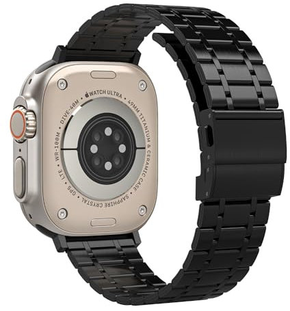 TINICR Edelstahl Armband Kompatibel mit Apple Watch 49mm 46mm 45mm 44mm 42mm 41mm 40mm 38mm, Metall Ersatzarmband Gliederarmband mit Faltschließe für iWatch Ultra/11/10/9/8/7/6/SE/5/4/3/2/1