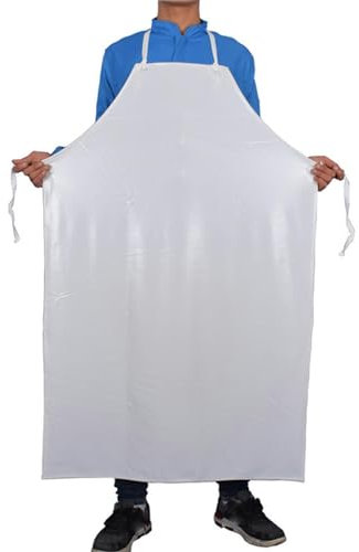 VhoMes 1 x verdickte weiße Schürze für Restaurant, Grill, wasserdicht und öldicht, PVC-Schürze, für Damen und Herren, Küche, Backen, Kochschürze, weiß, 110x80CM