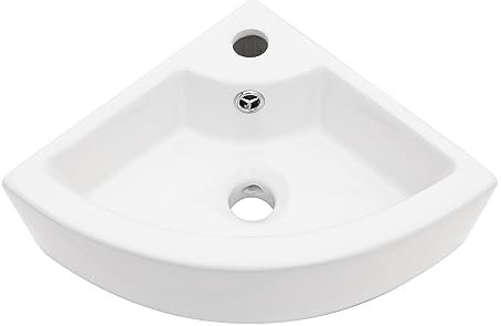 LORDEAR Eckwaschbecken Wandmontage - 45.7 cm Weiß Keramik Waschbecken Sektor Wandhalterung Waschbecken für kleine Badezimmer, (LGP1813)