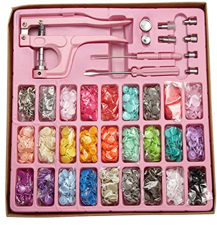 312 Stück Druckknöpfe Kit Metall Druckknöpfe Nieten mit Zange Presswerkzeug zum Nähen Rosa
