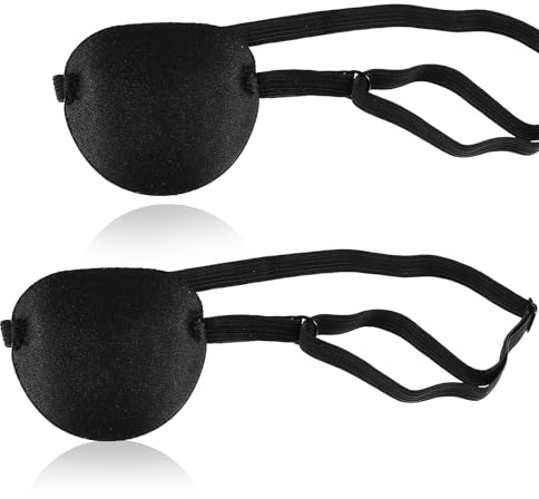 Tyqour 2 Stück Augenklappe Medizinisch, Verstellbare Piraten Augenklappe Pirat Eye Patches, 3D Medizinische Augenklappen Medical Eyepatch für Erwachsene Kinder Linke Oder Rechte Augen