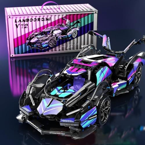 JUCYJULY Technik Sportwagen Bausteine Set, 800+ Klemmbausteine Auto Bausatz Supersportwagen Modellbausatz, MOC Car Rennwagen Modellauto Spielzeug Geschenk Erwachsene