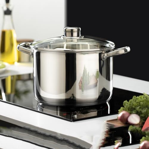 THEGA Suppentopf - Großer Suppentopf Mit Deckel, Catering-Suppentopf Aus Dickem Edelstahl Für Gewerbliche/Private Zwecke, Mit Deckel, Für Gasherd/Induktionsherd (10-30 L) Suppentopf(24cm)