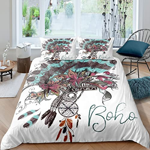 CHCHNXY Bettwäsche 135x200,Weißer Traumfänger Flauschige Weich Microfaser Bettbezug Mit Reißverschluss,Für Kinder Jungen Mädchen Junge Bettwäsche-Sets(1*Kissenbezug 80x80cm
