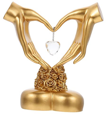 CAXUSD Hand Skulptur Herz Figuren Für Auto Tabletop Ornament Harz Figuren Hochzeit Decor