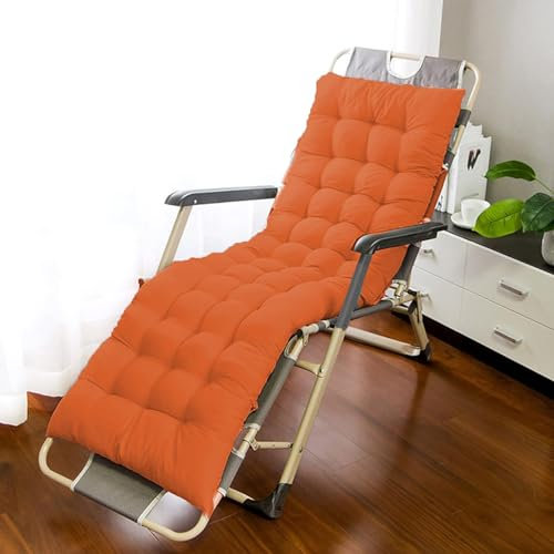 Verdicktes Kissen für Sonnenliege, eleganter Stil, Stuhlauflage für Terrasse, Garten, Sofa, klassische Wohnmöbel, Chaiselie-Schaukelstuhl, Orange – 150 x 50 cm