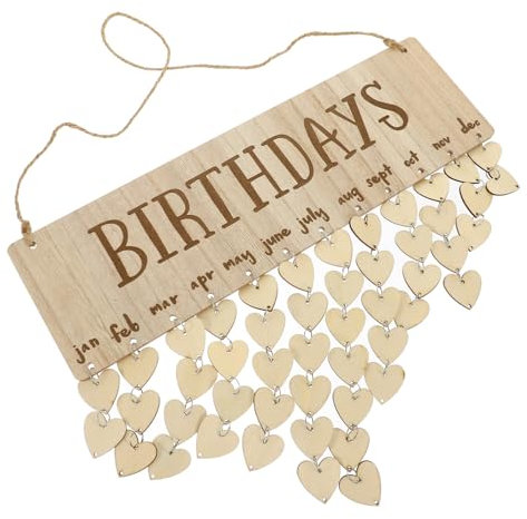 NUOBESTY Hölzerner Hängender Geburtstagskalender Stabile Holzplatte Langlebig Dekorativ Für Zuhause Party Dekoration Holz Diy Wandkalender Mit Klassischem Design Und Vielseitiger Nutzung
