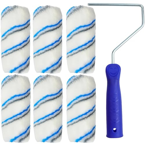 FKKFSS 7PCS Paint Roller Brush Set, Replacement 360° Lint Brush, Roller Holder, 360° Roller Brush, Wall Paint Brush Set for Wall, Ceiling and Furniture Painting Projects