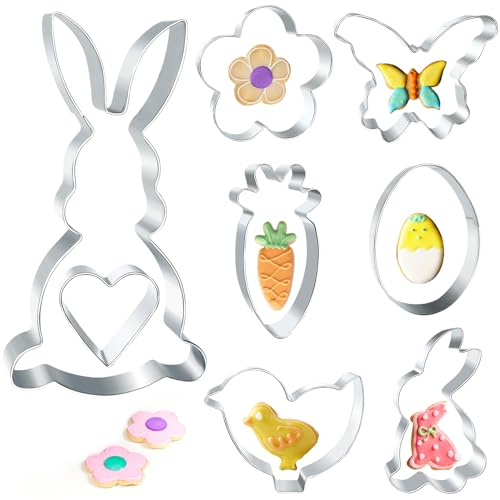 Ausstechformen Ostern,8 Stück Osterhasen Ausstecher Groß Ostern Keksausstecher Hase Ausstechform Edelstahl Plätzchenausstecher Hasenform Ausstecher Osterkekse für Backen Kinder Ostergeschenk