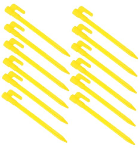 EXAOMBLE 40pezzi Picchetti Plastica Per Pali Resistenti Per Ancorare Teli Reti Da Giardino e Tende Da Campeggio Leggeri e Facili Usare Gialli