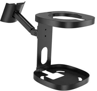 Adjustable Wall Mount Speaker Stand Bracket for Audiophile Bookshelf Speakers - Heavy Duty Surround Sound Bracket, Special Hanging Design (Black)