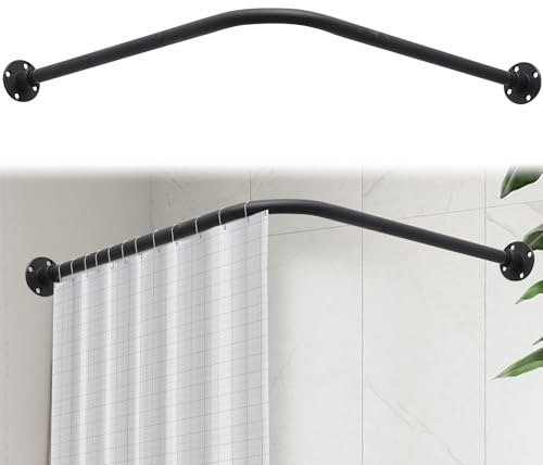 Duschvorhangstange L Form,68-138cm x 68-138cm Verstellbare Duschstange Ecke aus 304 Edelstahl 16kg Tragkraft,für Badewanne Badezimmer Ankleidezimmer,Bohr-Montage Erforderlich