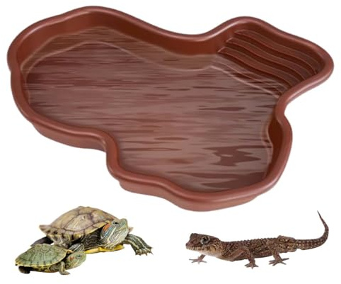 Wuzdy Reptilskål, stor reptil vattenskål, reptil matskål, stor sköldpaddapool, används för att dricka och bada sköldpaddor, geckos och andra reptiler