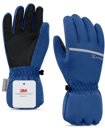 KUTOOK Gants De Ski Enfants Double Protection Vent Facile A Enfiler Impermeable Chaud Bandes Reflechissants Garcons Et Filles SF510