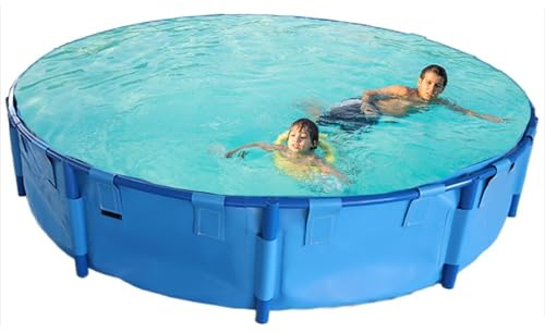 LZMZMQ Piscina Fuori Terra/Telaio Acciaio Piscine per Bambini Piccole con Struttura in Plastica da 1/2/3/4/5/6/8/9/10 M, Grandi Piscine Rotonde Fuori Terra,(6x1M/28200/7450GAL)