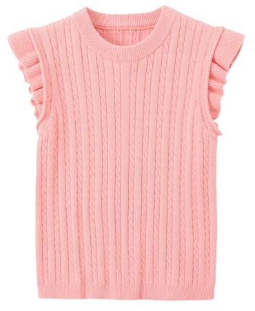 Generisch Pull tricoté sans manches pour les tout-petits comme hauts chauds en tricot, Rose, 7-8 ans
