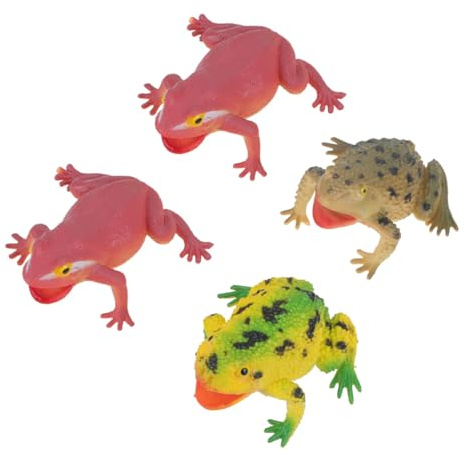 FUNOMOCYA Lot de 4 Jouets Sonores Grenouilles en Plastique à Presser Accessoires de Farce Motifs Variés Jouets Trompeurs Amusants pour Garçon et Filles et Adultes pour Soirées et