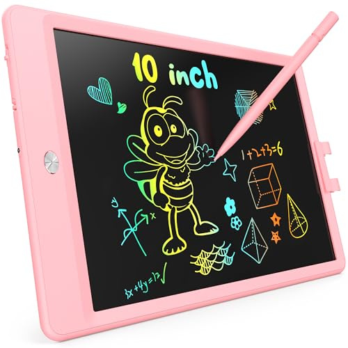 KOKODI Lcd Schreibtafel Kinder für Spielzeug ab 1 jahre, 10 Zoll Heller Bunten Maltafel Zaubertafel für 1 2 3 4 5 Jahre, Spielzeuggeschenke Valentinstag Geburtstag Geschenk alt Mädchen Jungen, Rosa