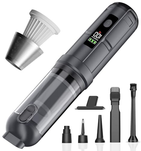 Car Vacuum Cleaner, 4-in-1 Mini Cordless Handheld Vacuum with 24000Pa Suction, 3 Suction Mode, Type-C Charge, Portable Car Hoover with One-Touch Cleaning for Home Office Desk Keyboard Pet Hair (Black)
