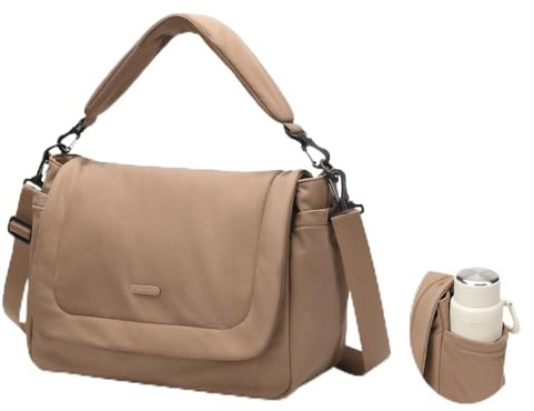 GOLF QUALITY Grand Sacs à Langer Fourre-tout Imperméable, 22L Portable Mommy Bag Sacs à Bandoulière, Sac maternité Sacoche à dos de Voyage pour Bébé,Marron champagne