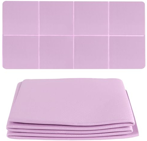 HONYUET Faltbare Yogamatte, Pilatesmatte 183 x 60 x 0,6 cm lila TPE doppelseitig rutschfest mit Tragetasche, Fitnessmatte für Sport und Reise Yoga
