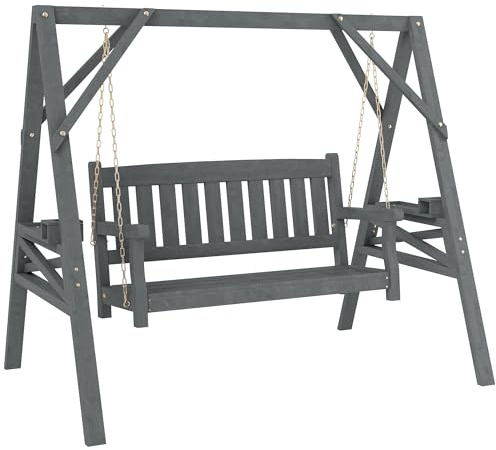 Outsunny Balançoire Hollywood en bois 2 places 183x120x160 cm gris