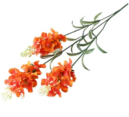 PureBowlic Realistiska konstgjorda hyacintblommor 3 huvuden silke falska växter 68 cm lång stam för bröllop kontor dekor grafik rekvisita fest bordsuppsatser blomsterarrangemang (orange)