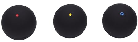 Tosuny Pelotas de Squash, Paquete de 3 Pelotas de Raquetbol de Goma de una Sola Velocidad con Punto Rojo Amarillo, de Práctica de Alto Rebote para Principiantes Jugadores Avanzados, Accesorios (3PCS)
