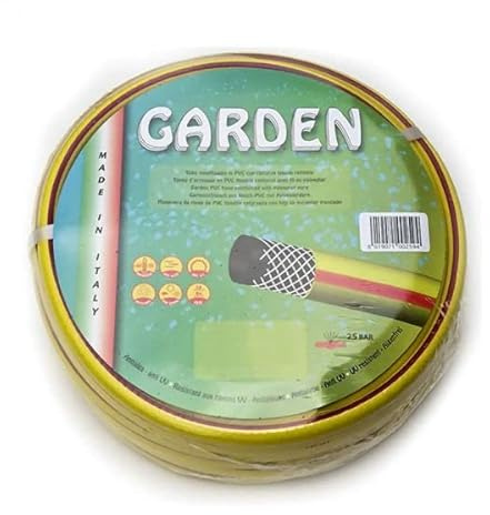 TECNOR Tubo Gomma Giardino Canna Acqua 1 x 50 mt Made in Italy Rinforzato irrigazione casa orto Giardino Cantiere.