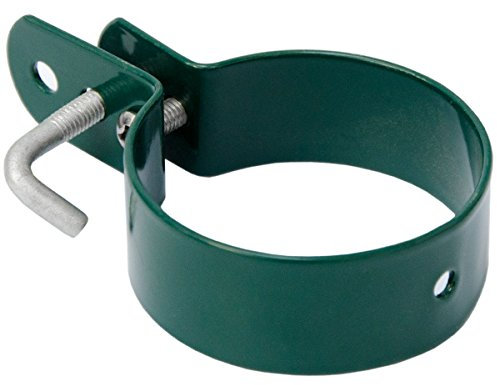 NIEDERBERG METALL Schelle Ø60mm Befestigungsschelle Metall-Spannschelle für runde Zaun-Pfähle Strebenschelle inkl. Schraube Zubehör Maschendrahtzaun Grün