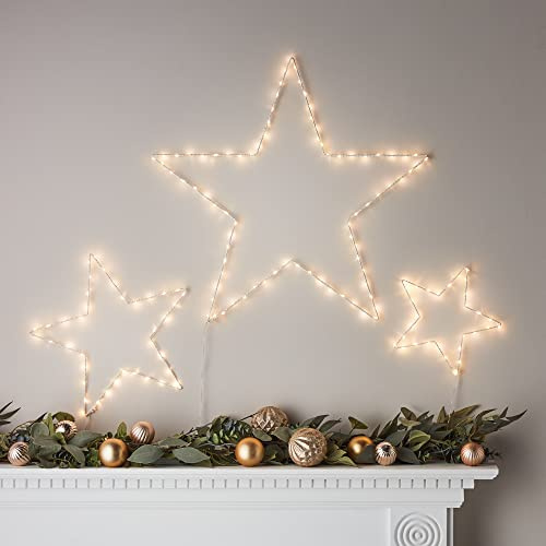 Lights4fun 3er Set LED Osby Sterne Timer Batteriebetrieb 23cm 35cm und 59cm Leuchtsterne Kinderzimmer