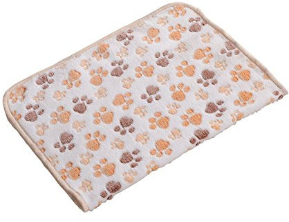 OMEM 2 Stück Hundedecke für Haustierkissen, Hunde-/Katzenbett, weich, warm, Schlafmatte, Welpen, Kätzchen, weiche Decke, warme Bettmatte mit Pfotenabdruckmotiv (S, Beige)