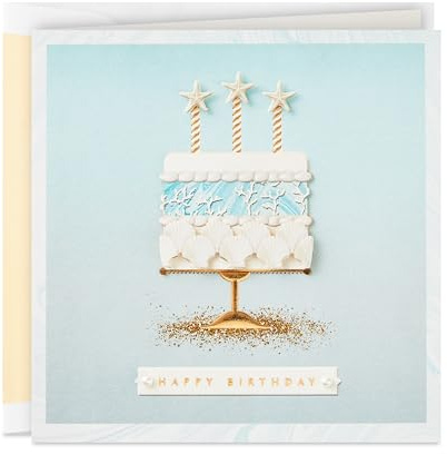 Hallmark Signature Birthday Card (Seashell Birthday Cake)