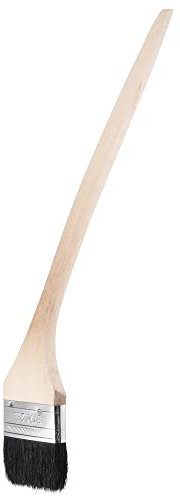 sourcing map Courbé Radiateur Peinture Brosse 17 Longueur 3 Largeur Poils avec Long Bois Poignée pour Mur Traitment Noir