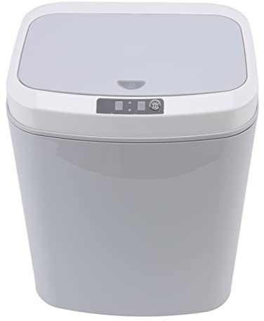 Poubelle à capteur intelligent , poubelle automatique à induction infrarouge à détection double mode stéréo pour chambre à coucher pour salon pour bureau(Gris)