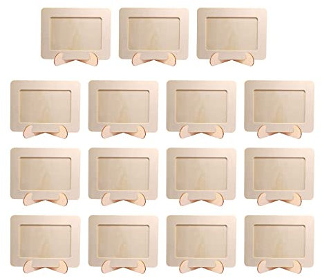 CDIYTOOL 15 Stück Holz-Bilderrahmen, unlackiert Naturholzrahmen, DIY-Holz-Bilderrahmen, Kinder Kreativität Fotorahmen für Kindergeburtstage (19 cm x 14 cm)