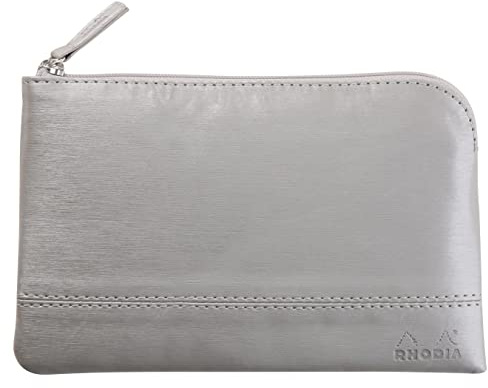 Rhodia 116521C - Rhodiarama pochette zippé en simili cuir italien - taille S (11x17 cm) ARGENT