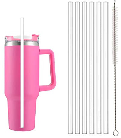 Zueyen 6 Stück 31cm wiederverwendbare Klare Hartplastik Strohhalme ohne BPA, transparente Ersatz Trinkhalme für 40/30 Unzen Glas und Becher, Sind leicht 、langlebig und super hitzebeständig