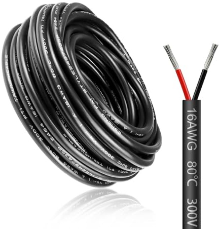 10 Meter 16AWG 2x1,5mm² Elektrischer Draht, 2 Adrig Kabel 5V/12V/24V Stromkabel Verzinntes Kupferkabel，Flexibel und Weich Niedrige Impedanz Hohe Temperaturbeständigkeit Verlängerungskabel