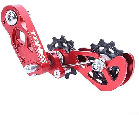 Bike Chain Tensioner, Chain Guide, Chain Tensioner Single Speed Converter Chain Guide Anti-Drop Link, 8-12 Speed, Red