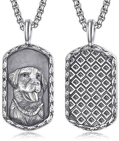 ADMETUS Labrador Retriever Geschenke Sterling Silber Labrador Retriever Kette Halskette Anhänger Schmuck Hund Hundemarke Kette Herren