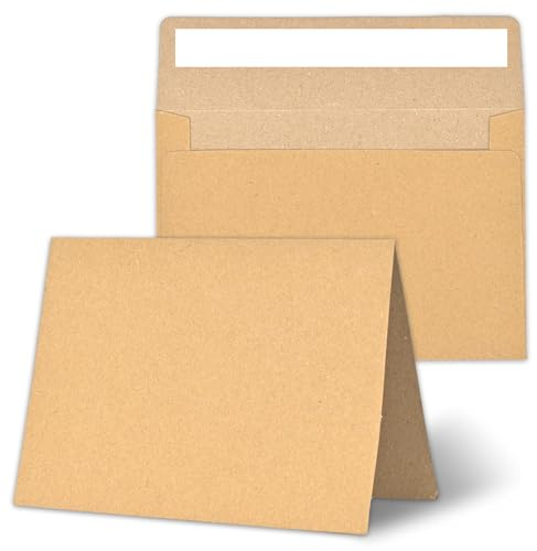 30 blank cards and envelopes each, thank you blank greeting cards and envelopes, brown A4 blank cards, 4x6 envelope invitations, suitable for printing custom, suitable for various occasions DIY