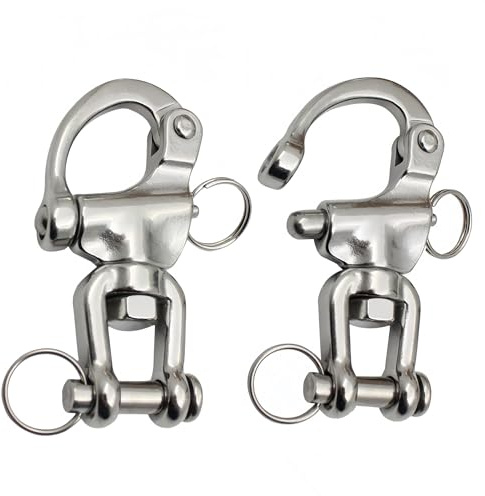 MAMDAFAON Paire de mousquetons pivotants en acier inoxydable 316 de 8,9 cm, mousqueton à dégagement rapide pour manilles de gréement de voile