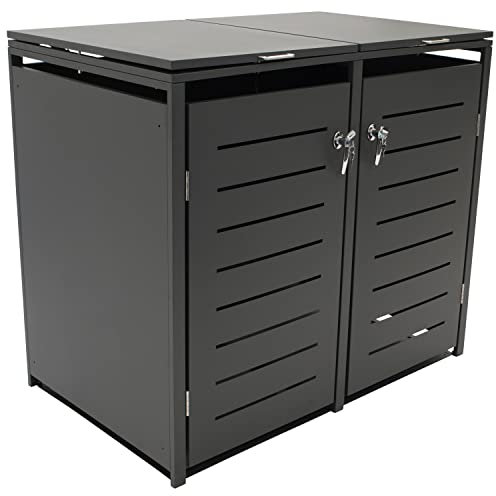 DEGAMO Mülltonnenbox 2-er Mülltonnenhaus KÖLN für 2X kleine Tonne 120 Liter, Stahl verzinkt, Farbe anthrazit