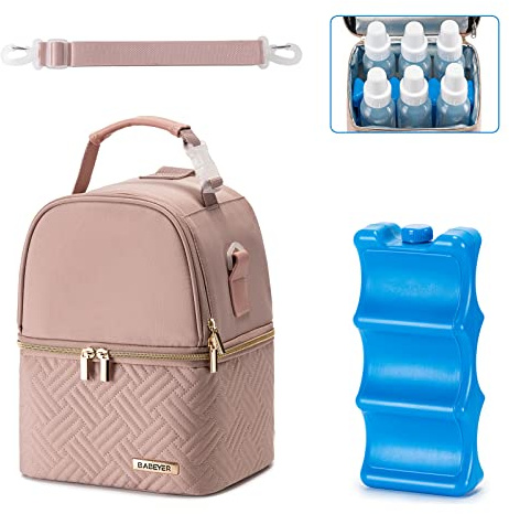 BABEYER Breastmilk Cooler Bag with Ice Pack Fits 6 Baby Bottles
