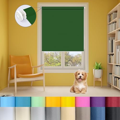 Plissee ohne Bohren 60 x 110 cm Doppelrollo Klemmfix, Duo Rollos für Fenster Sonnenchutz Sichtschutz und Sonnenchutz für innen Wandmontage, Dunkelgrün